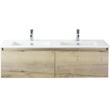 Waschtisch mit zwei Waschbecken und Holzdekor