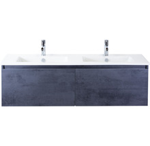 Waschtischunterschrank mit zwei Waschbecken und Armaturen