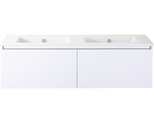 Doppelbadmöbel Sanox Frozen BxHxT 141 x 42 x 46 cm Frontfarbe weiß hochglanz mit Waschtisch Keramik weiß 75735201 Doppelbadmöbel Sanox Frozen BxHxT 141 x 42 x 46 cm Frontfarbe weiß hochglanz mit Waschtisch Keramik weiß 75735201
