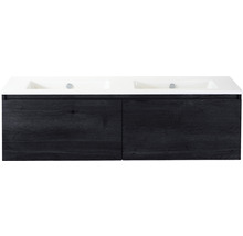 Waschtischunterschrank mit zwei Waschbecken und Holzstruktur