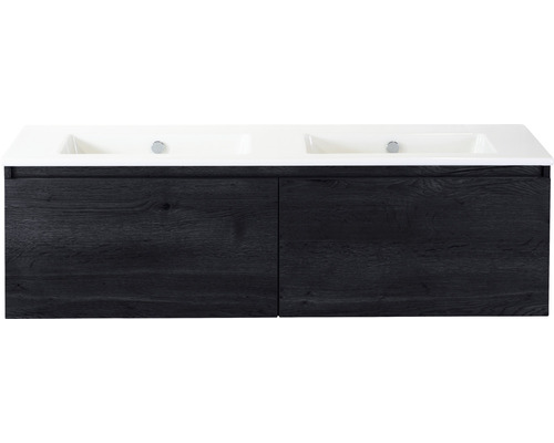 Doppelbadmöbel Sanox Frozen BxHxT 141 x 42 x 46 cm Frontfarbe black oak mit Waschtisch Keramik weiß 75735249 Doppelbadmöbel Sanox Frozen BxHxT 141 x 42 x 46 cm Frontfarbe black oak mit Waschtisch Keramik weiß 75735249