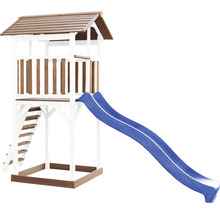 Spielturm axi Beach Tower blaue Rutsche Holz braun weiß Blau