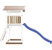 Spielturm axi Beach Tower blaue Rutsche Holz braun weiß Blau
