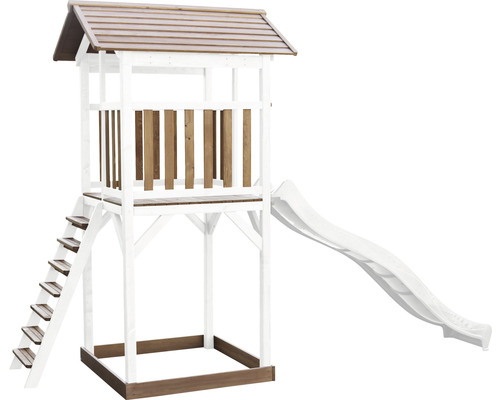 Spielturm axi Beach Tower weiße Rutsche Holz braun weiß