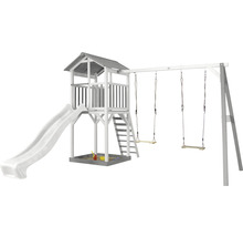 Spielturm axi Beach Tower mit Doppelschaukel und Rutsche weiß Holz grau weiß