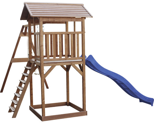 Tour de jeux en bois avec toboggan, échelle et balançoire