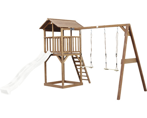 Holzspilltuerm mat Rutsch a Schaukel