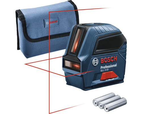 Laser à lignes Bosch Professional GLL 2-10 avec sac de protection et 3 x piles 1,5 V-LR6 (AA)