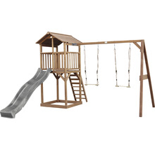 Tour de jeux en bois avec toboggan et balançoire