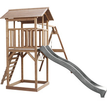 Tour de jeu en bois avec toboggan, échelle et balançoire
