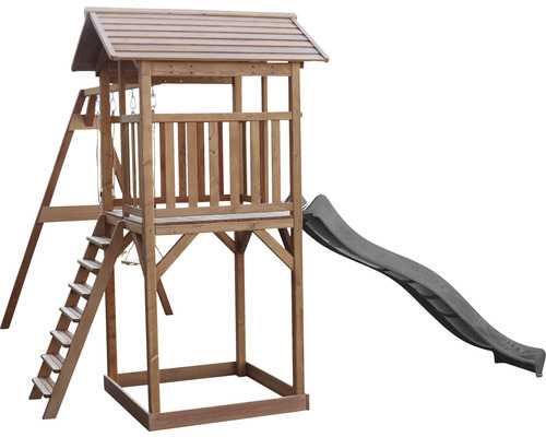 Tour de jeux en bois avec toboggan et balançoire