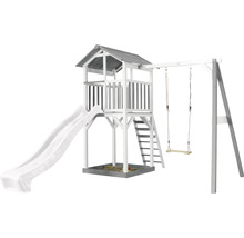 Spielturm axi Beach Tower mit Einzelschaukel und Rutsche weiß Holz grau weiß