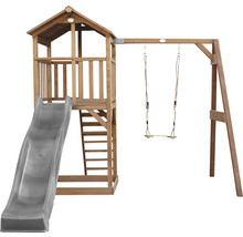 Spielturm axi Beach Tower mit Einzelschaukel Holz braun grau