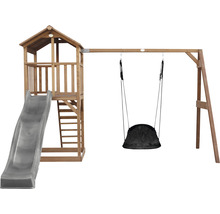 Spielturm axi Beach Tower mit Nestschaukel Holz braun Rutsche grau