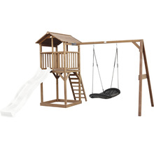 Tour de jeux en bois avec toboggan, échelle et balançoire
