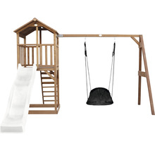 Tour de jeu en bois avec toboggan et balançoire