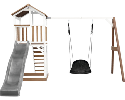 Spielturm mit Rutsche und Schaukel für den Garten