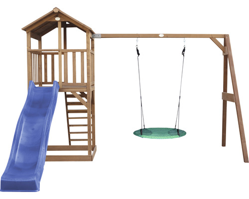 Spielturm mit Rutsche und Schaukel für den Aussenbereich