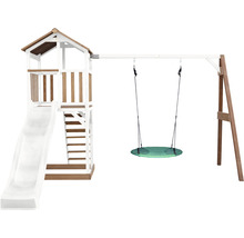 Spielturm axi Beach Tower mit Nestschaukel rund Holz weiß´braun Rutsche weiß