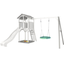 Spielturm axi Beach Tower mit Nestschaukel türkis Holz grau weiß