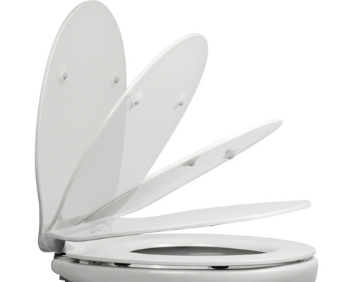 Toilettendeckel mit verschiedenen Öffnungswinkeln.