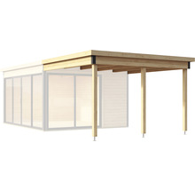 Holzcarport mit vier Pfosten und Flachdach