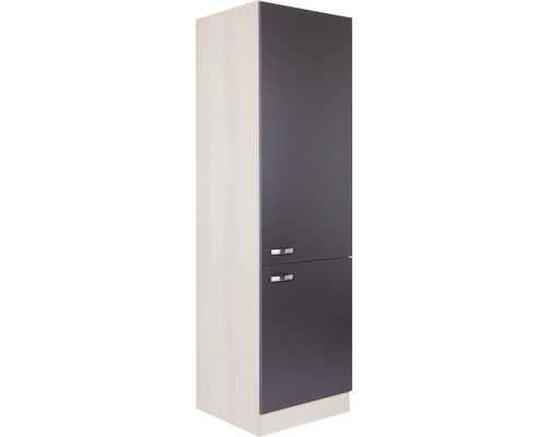 Armoire à provisions Optifit Porto220 60 x 57,1 x 206,8 cm façade anthracite mat corps acacia