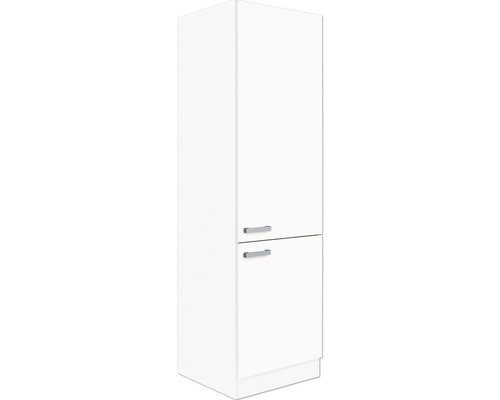 Armoire haute blanche avec deux portes et poignées