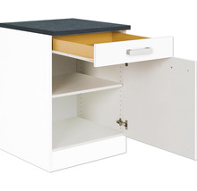 Meuble bas avec tiroir et porte pivotante Optifit Salo214 60 x 60 x 84,8 cm façade blanc mat corps blanc-thumb-0