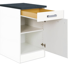 Unterschrank mit Schublade und Drehtür Optifit Salo214 BxTxH 50 x 60 x 84,8 cm Frontfarbe weiß matt Korpusfarbe weiß-thumb-0