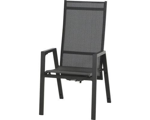 Dining Move Sessel Siena Garden Savona matt anthrazit / silber-schwarz Gestell Aluminium, Fläche Ranotex®-Gewebe, silber-schwarz Gartenstuhl mit Armlehnen aus Aluminium und Textilbespannung