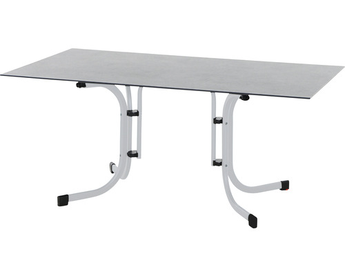 Table de jardin Sola 160x90 cm acier argent rabattable