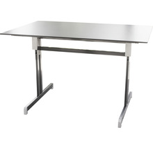 Table avec plateau rectangulaire et structure métallique