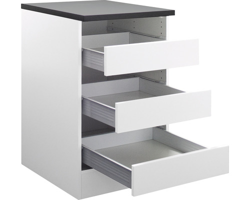 Meuble bas à tiroirs Optifit Salo214 50 x 60 x 84,8 cm façade blanc mat corps blanc