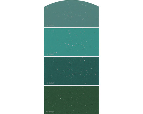 Farbmusterkarte Farbtonkarte H20 Glitzer Effekt Soft Farbwelt grün 21x10 cm