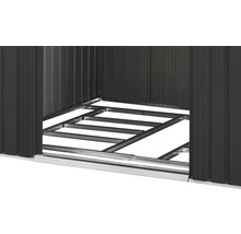 Intérieur d''abri de jardin en métal avec cadre de plancher