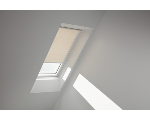 Store tamisant VELUX sable uni à commande manuelle cadre blanc RFL S10 4155SWL