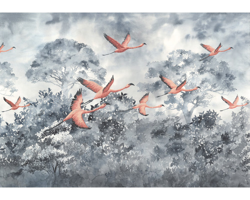 Papier peint panoramique intissé INX8-053 Ink Flamingos in the Sky 8 pcs. 400 x 280 cm