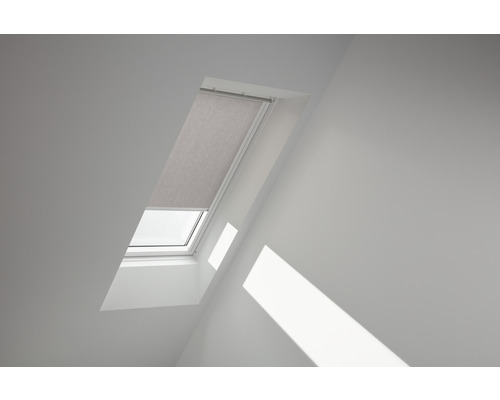 Store tamisant VELUX gris uni à commande manuelle cadre blanc RFL CK04 4161SWL