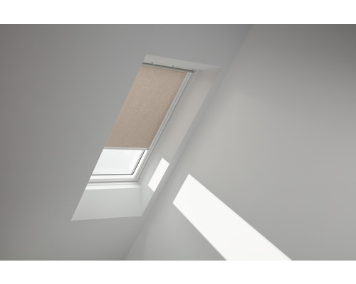 Store tamisant VELUX nougat uni à commande manuelle cadre aluminium RFL Y47 4163S