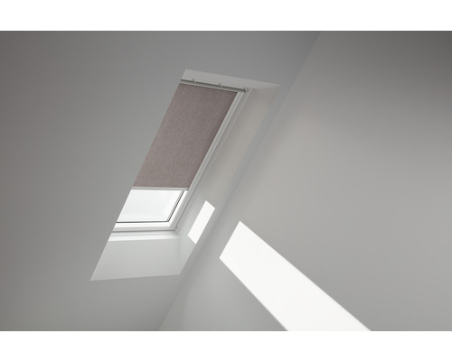 Store tamisant VELUX taupe uni manuel cadre aluminium RFL CK04 4167S