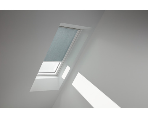 Store tamisant VELUX bleu gris uni manuel cadre blanc RFL P10 4170SWL