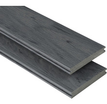 Lames de terrasse en composite bois-polymère avec surface rainurée