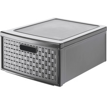 Boîte de rangement en plastique avec tiroir aspect rotin