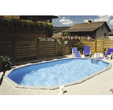Piscine ovale à paroi en acier dans le jardin