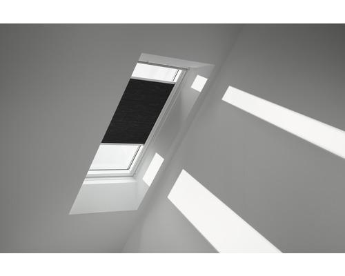 Store plissé alvéolaire Velux gris graphite uni à commande manuelle FHC SK10 1047SWL