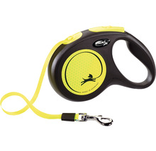 Laisse pour chiens flexi New Classic Neon sangle Taille M 5 m noire