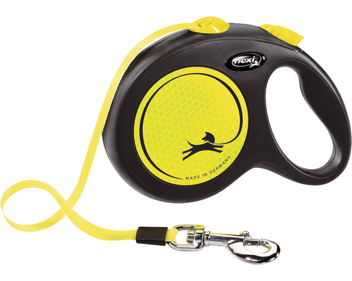 Laisse pour chiens flexi New Classic Neon sangle Taille L 5 m noire Laisse enrouleur Flexi noire avec sangle