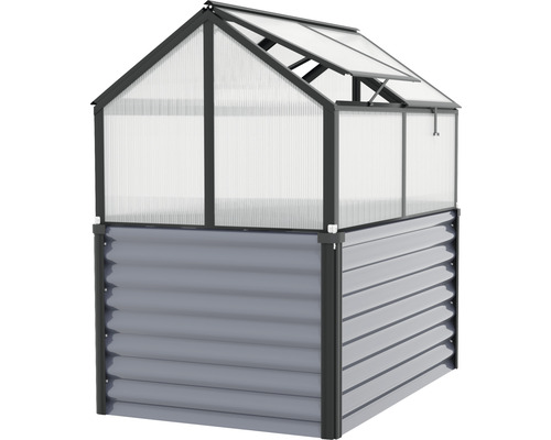 Serre surélevée avec cadre en aluminium et panneaux en polycarbonate