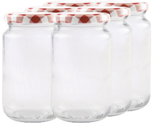 Bocal, bocal à conserves avec couvercle à visser 370 ml 6 pièces avec couvercle Quatre bocaux de conserve avec couvercle à carreaux